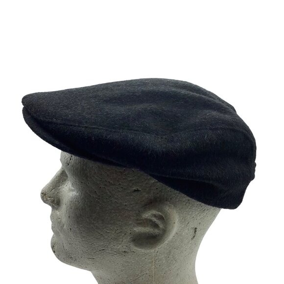 Tiroler Loden 100% Wool Insulated Flat Cap Ear Flap Men Medium Lands End Black - Picture 2 of 7